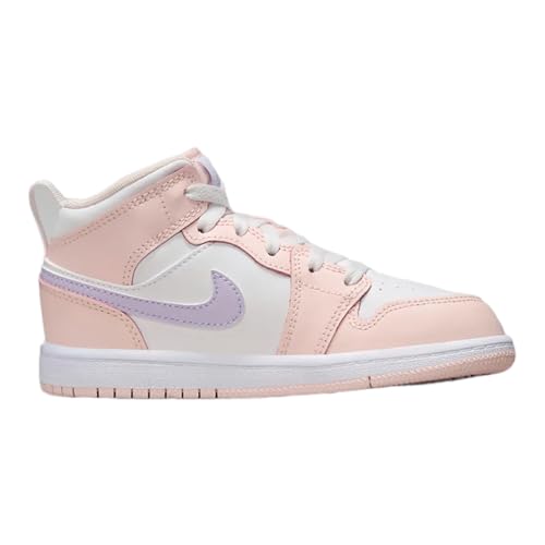 Nike Jordan Kids Preschool 1 Mid Basketball Shoes In Violet Frost/white - Size 7.5