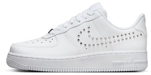 Nike Air Force 1 '07 Studded Swoosh Women's Shoes (fq8887-100) - White/metallic Silver/platinum Tint/chrome - Size 6