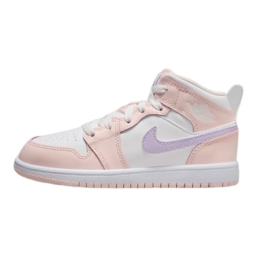 Nike Jordan Kids Preschool 1 Mid Basketball Shoes In Violet Frost/white - Size 7.5