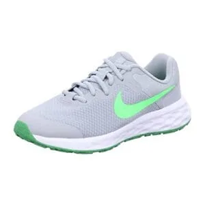 Nike Revolution Kids Running Shoes – Smoke Grey/Green Strike – Size 4 Big Kid