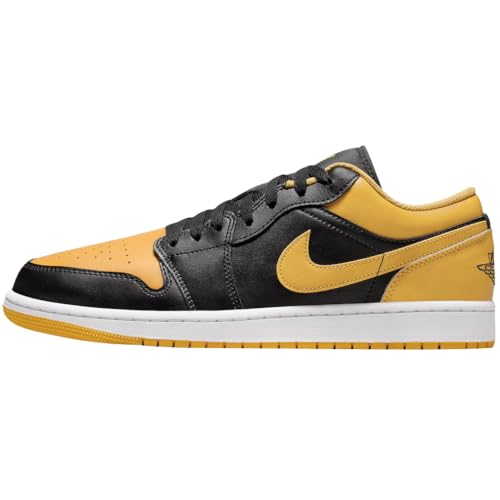 Air Jordan 1 Low Men's Shoes - Black/yellow Ochre-white - Size 9