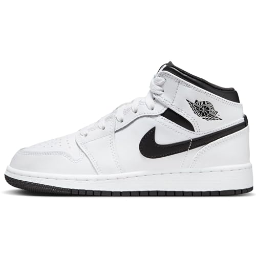 Air Jordan 1 Mid Big Kids' Shoes - White/black - Dq8423 132 - Size 9