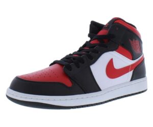 Nike Air Jordan 1 Mid Shoes for Men in White, Black, and Red – Size 9