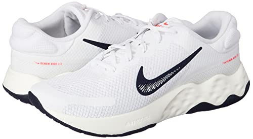 Nike Renew Ride 3 Running Shoes For Men In Obsidian, Brt Crimson, And Sail - Size 9