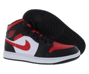 Nike Air Jordan 1 Mid Shoes for Men in White, Black, and Red – Size 9